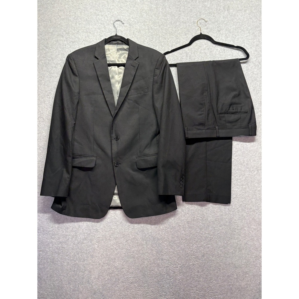 Andrew Fezza FEZ 2 Piece Suit Black Two Button Blazer Trousers Formal Size 32/32